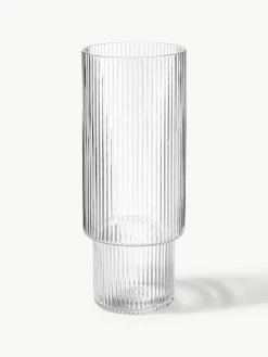 Mondgeblazen longdrinkglazen Ripple met groefreliëf, 4-delig