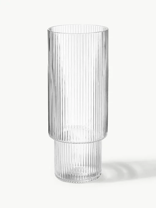 Mondgeblazen longdrinkglazen Ripple met groefreliëf, 4-delig