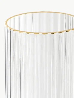 Mondgeblazen longdrinkglas Aleo met goudkleurige rand, 4 stuks