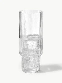 Mondgeblazen longdrinkglazen Ripple met groefreliëf, 4-delig
