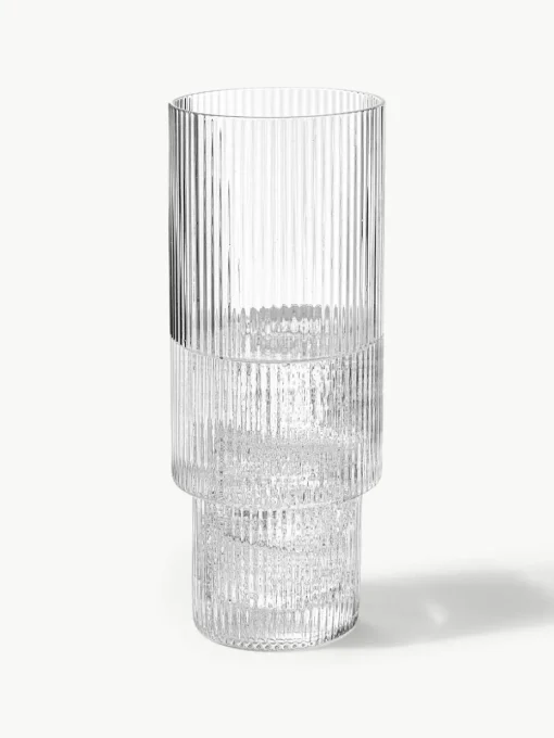 Mondgeblazen longdrinkglazen Ripple met groefreliëf, 4-delig