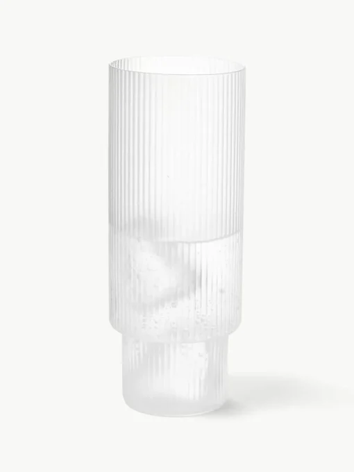 Mondgeblazen longdrinkglazen Ripple met groefreliëf, 4-delig