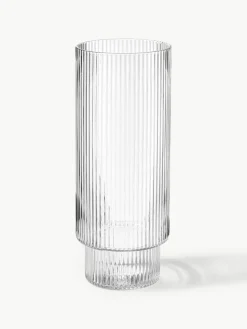 Mondgeblazen longdrinkglazen Ripple met groefreliëf, 4-delig
