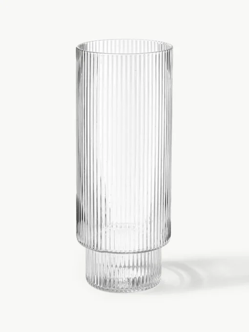 Mondgeblazen longdrinkglazen Ripple met groefreliëf, 4-delig