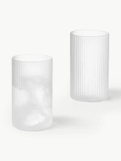Mondgeblazen longdrinkglazen Ripple met groefreliëf, 4 stuks