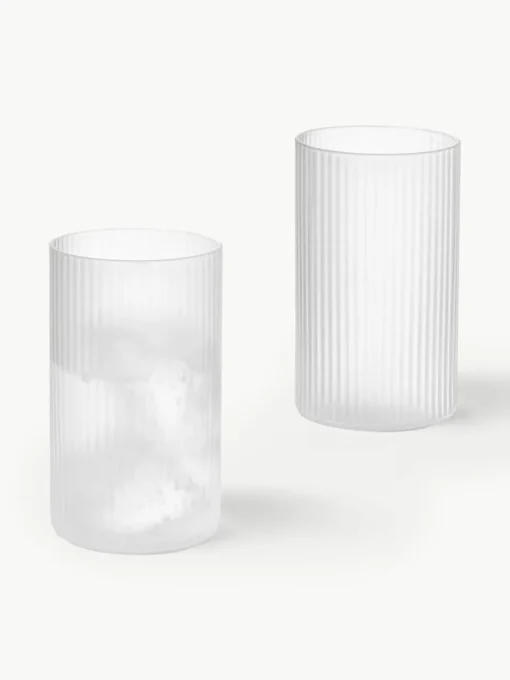 Mondgeblazen longdrinkglazen Ripple met groefreliëf, 4 stuks