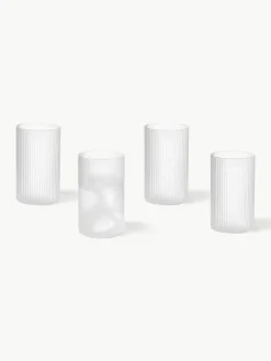 Mondgeblazen longdrinkglazen Ripple met groefreliëf, 4 stuks