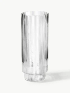 Mondgeblazen longdrinkglazen Ripple met groefreliëf, 4-delig