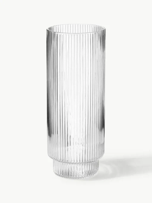 Mondgeblazen longdrinkglazen Ripple met groefreliëf, 4-delig