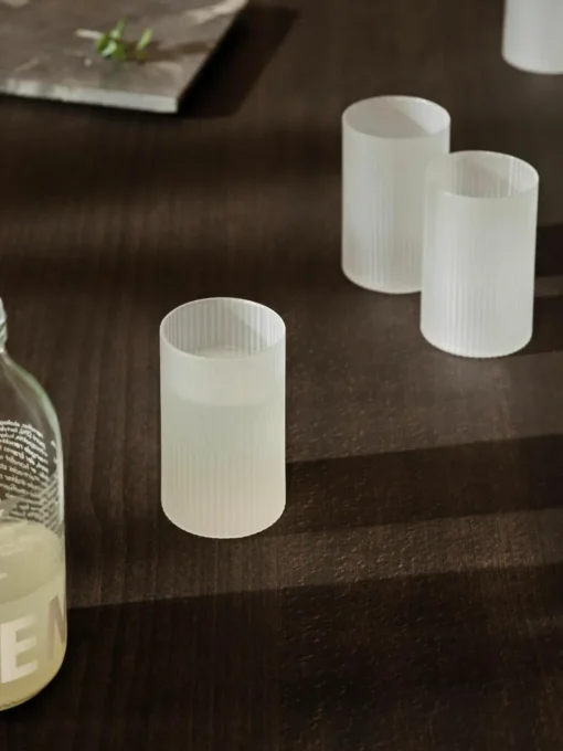 Mondgeblazen longdrinkglazen Ripple met groefreliëf, 4 stuks