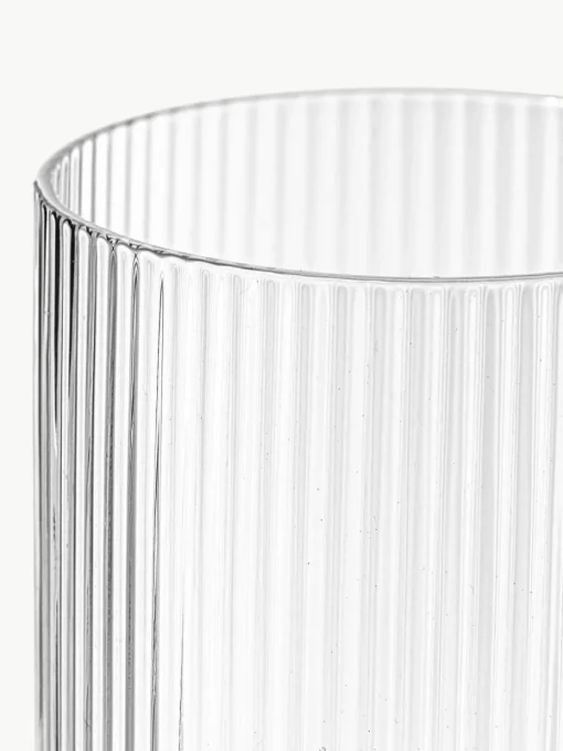 Mondgeblazen longdrinkglazen Ripple met groefreliëf, 4-delig