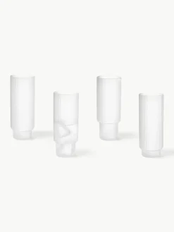 Mondgeblazen longdrinkglazen Ripple met groefreliëf, 4-delig