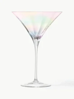 Mondgeblazen martiniglazen Pearl met glinsterende parelmoerglans, 2 stuks
