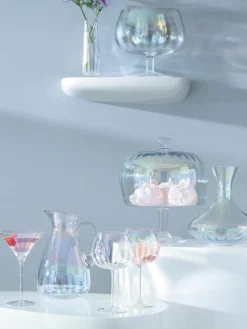 Mondgeblazen martiniglazen Pearl met glinsterende parelmoerglans, 2 stuks
