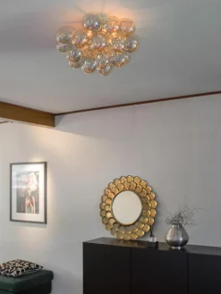 Mondgeblazen plafondlamp Gross met glazen bollen