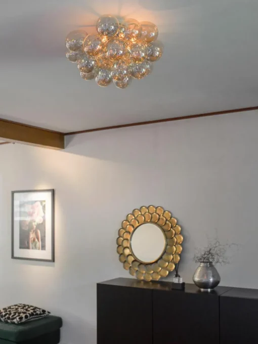 Mondgeblazen plafondlamp Gross met glazen bollen