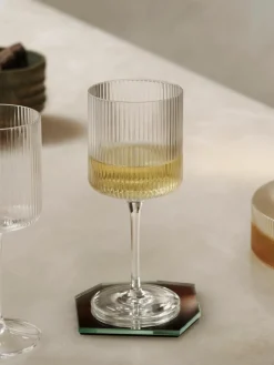 Mondgeblazen rode wijnglazen Ripple met groefreliëf, 2 stuks