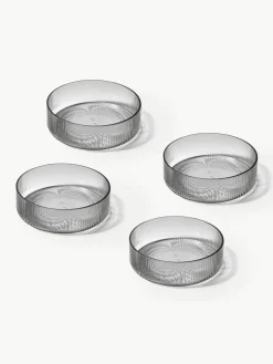 Mondgeblazen serveerschalen Ripple met groefstructuur, 4 stuks