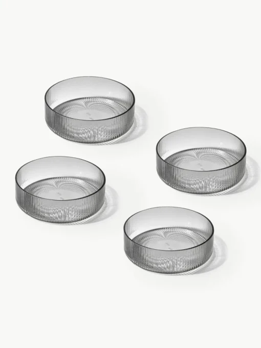 Mondgeblazen serveerschalen Ripple met groefstructuur, 4 stuks