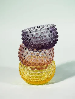 Mondgeblazen snackschalen Hobnail, 4 stuks