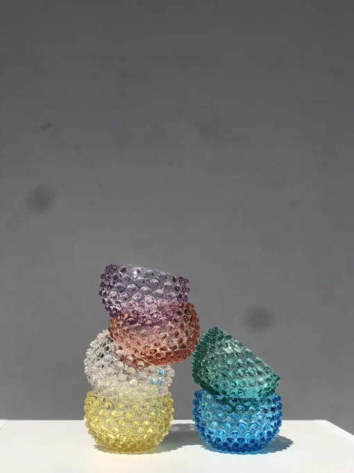 Mondgeblazen snackschalen Hobnail, 4 stuks
