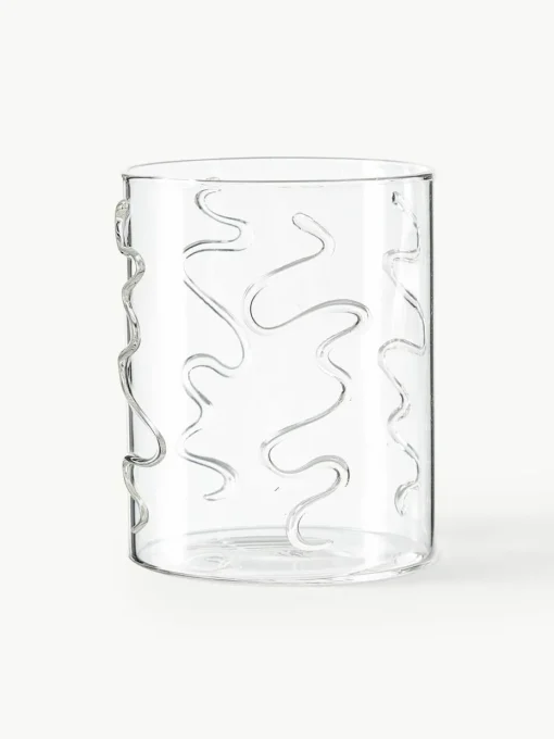 Mondgeblazen waterglazen Doodle met structuurpatroon, 2-delig