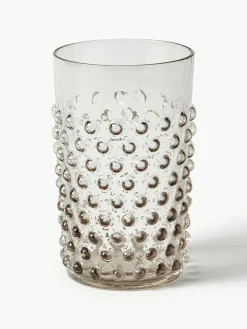 Mondgeblazen waterglazen Hobnail, 6 stuks