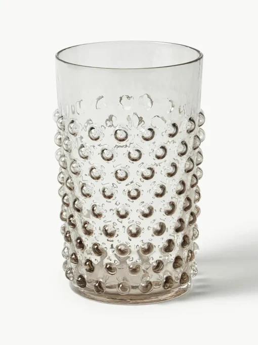Mondgeblazen waterglazen Hobnail, 6 stuks