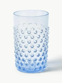 Mondgeblazen waterglazen Hobnail, 6 stuks