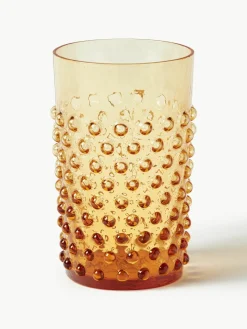 Mondgeblazen waterglazen Hobnail, 6 stuks