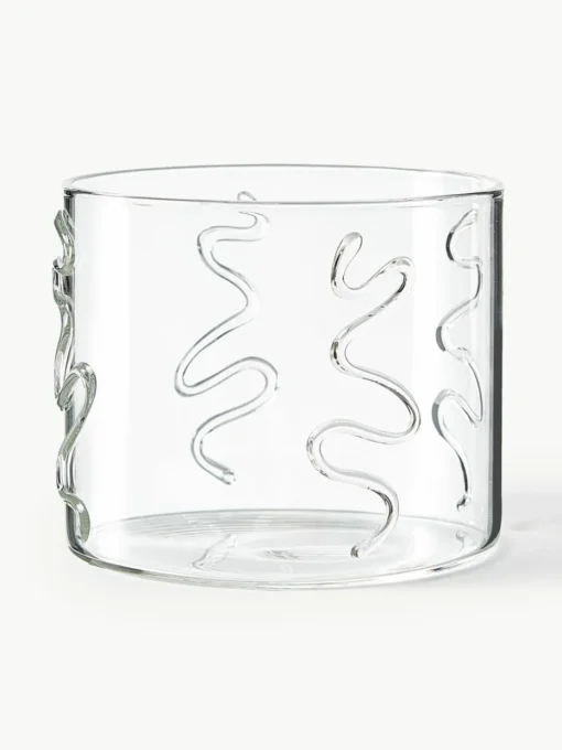 Mondgeblazen waterglazen Doodle met structuurpatroon, 2-delig