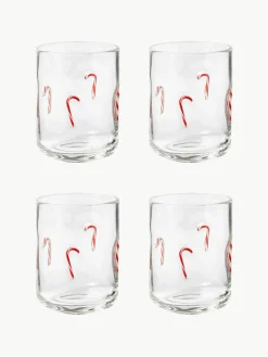 Mondgeblazen waterglazen Candy, 4 stuks