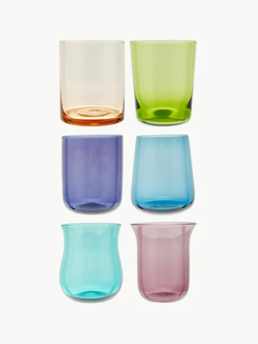 Mondgeblazen waterglazen Diseguale, set van 6