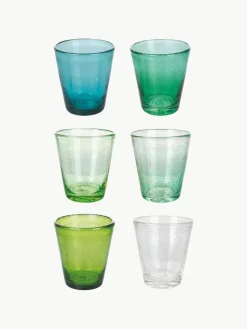 Mondgeblazen waterglazen Cancun met bubbles, 6-delig