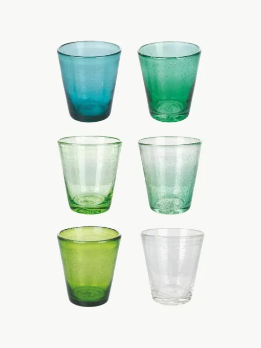 Mondgeblazen waterglazen Cancun met bubbles, 6-delig