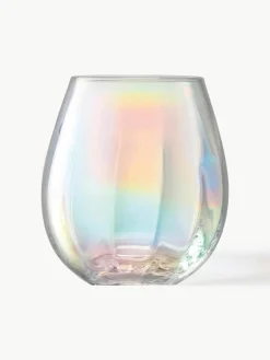 Mondgeblazen waterglazen Pearl met parelmoer glans, 4 stuks