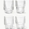 Mondgeblazen waterglazen Ripple met groefreliëf, 4-delig