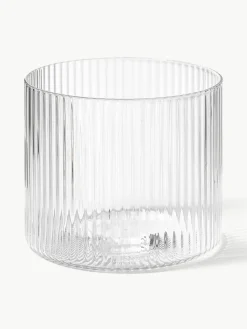 Mondgeblazen waterglazen Ripple met groefreliëf, 4 stuks