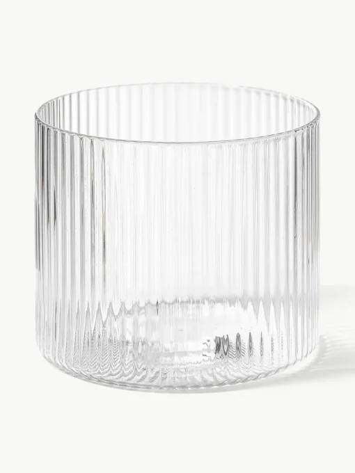 Mondgeblazen waterglazen Ripple met groefreliëf, 4 stuks