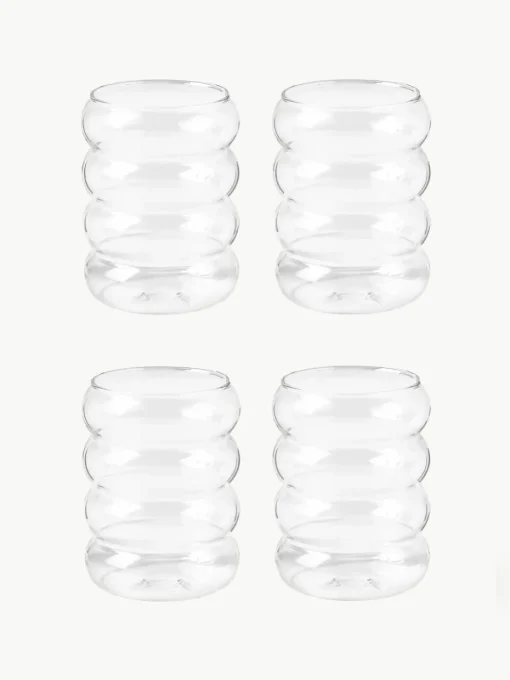 Mondgeblazen waterglazen Bubbly, 4 stuks