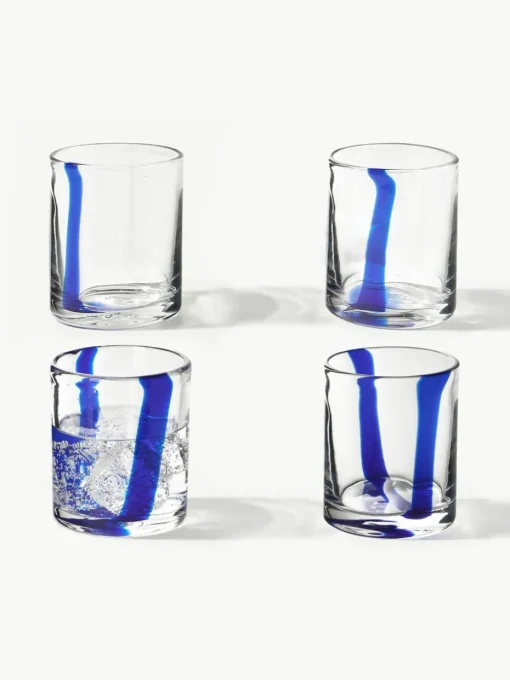 Mondgeblazen waterglazen Taha, set van 4