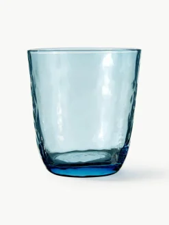 Mondgeblazen waterglazen Hammered, 4 stuks