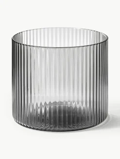 Mondgeblazen waterglazen Ripple met groefreliëf, 4 stuks