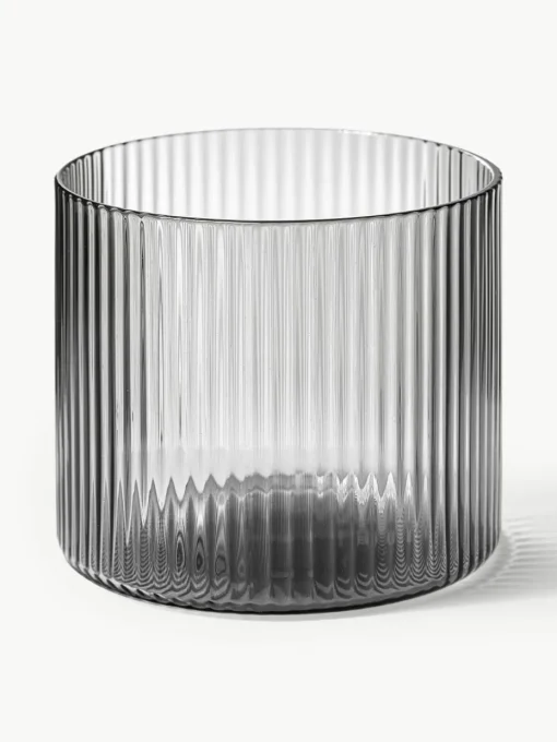 Mondgeblazen waterglazen Ripple met groefreliëf, 4 stuks
