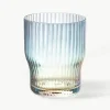 Mondgeblazen waterglazen Juno met groefreliëf en paarlemoer glans, 4 stuks