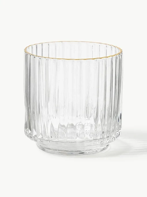 Mondgeblazen waterglazen Aleo met goudkleurige rand, 4 stuks