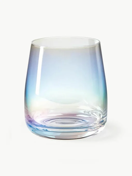 Mondgeblazen waterglazen Rainbow, iriserend, 4 stuks