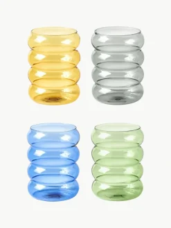 Mondgeblazen waterglazen Bubbly, set van 4
