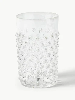 Mondgeblazen waterglazen Hobnail, 6 stuks