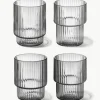 Mondgeblazen waterglazen Ripple met groefreliëf, 4-delig